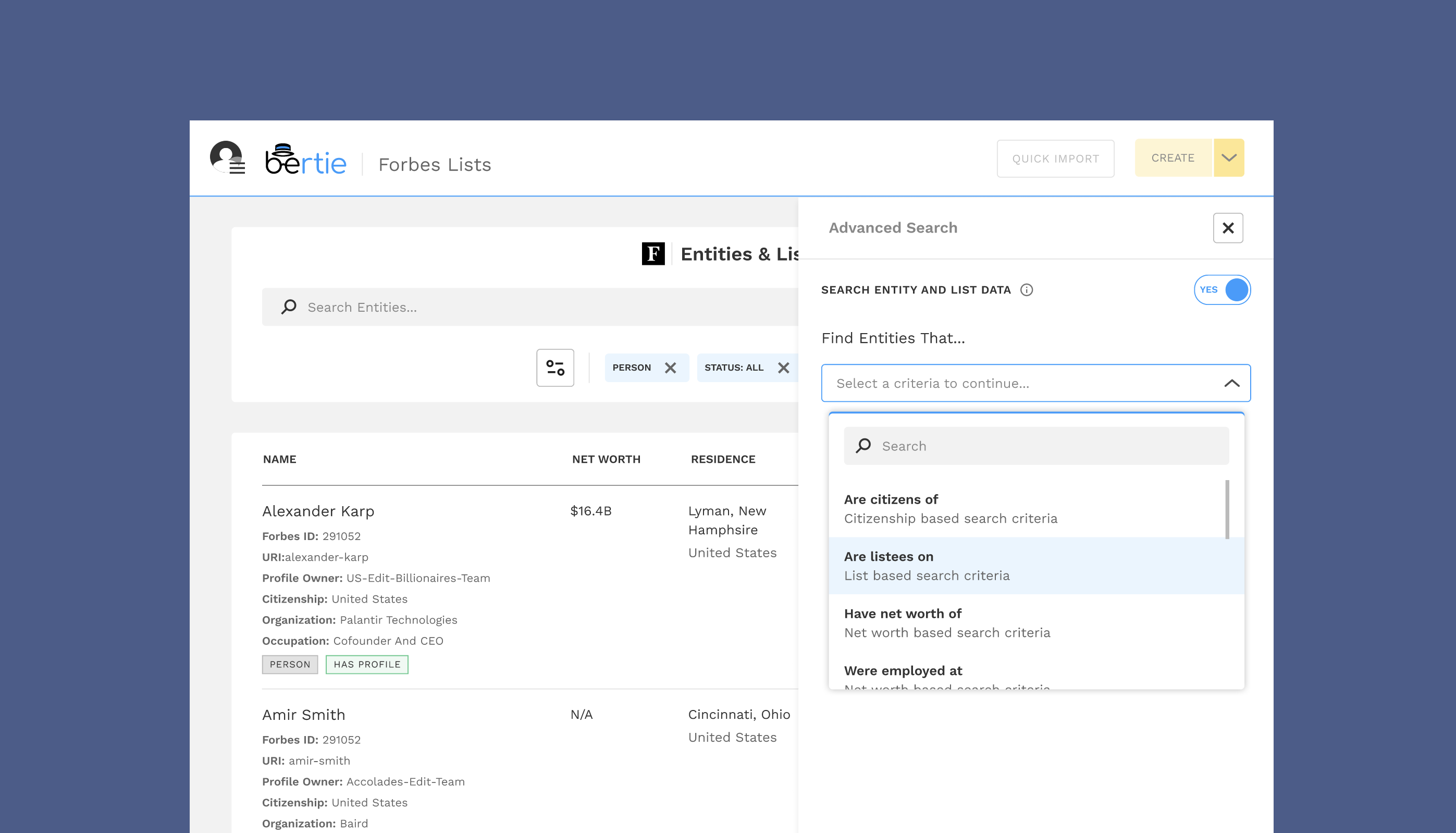 advanced search adding criteria